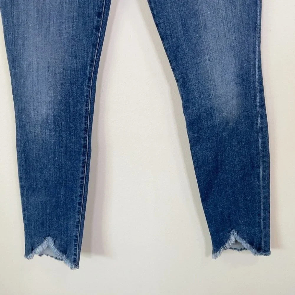 Frame Le High Skinny Medium Wash Chew Hem Jeans - Picture 5 of 12